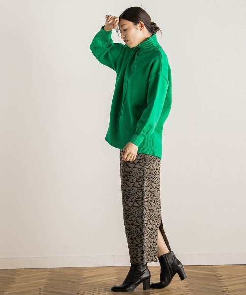 Droite lautreamont（ドロワットロートレアモン）の「【WEB限定】ダマスク柄ニットスカート≪洗濯機で洗える≫（スカート・レディース・グリーン/ライトグレー/ブラック・M）」の9枚目の写真