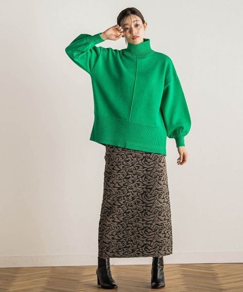 Droite lautreamont（ドロワットロートレアモン）の「【WEB限定】ダマスク柄ニットスカート≪洗濯機で洗える≫（スカート・レディース・グリーン/ライトグレー/ブラック・M）」の12枚目の写真