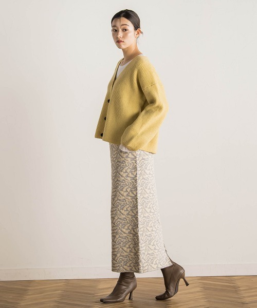 Droite lautreamont（ドロワットロートレアモン）の「【WEB限定】ダマスク柄ニットスカート≪洗濯機で洗える≫（スカート・レディース・グリーン/ライトグレー/ブラック・M）」の19枚目の写真