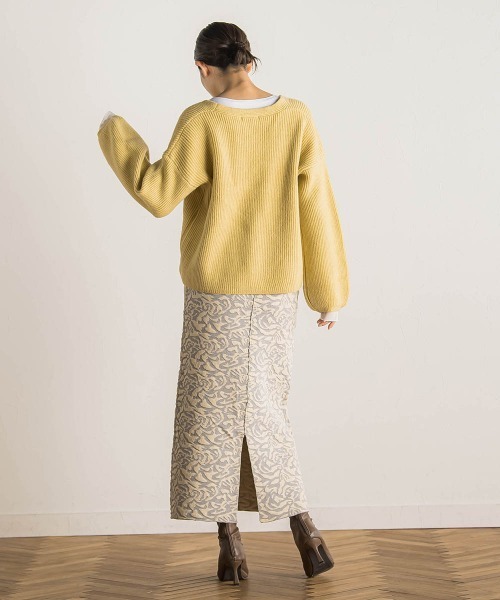 Droite lautreamont（ドロワットロートレアモン）の「【WEB限定】ダマスク柄ニットスカート≪洗濯機で洗える≫（スカート・レディース・グリーン/ライトグレー/ブラック・M）」の20枚目の写真