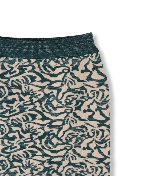 Droite lautreamont（ドロワットロートレアモン）の「【WEB限定】ダマスク柄ニットスカート≪洗濯機で洗える≫（スカート・レディース・グリーン/ライトグレー/ブラック・M）」の5枚目の写真