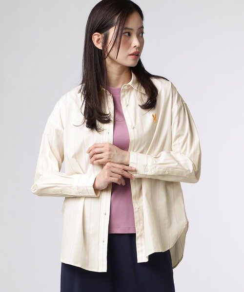 Psycho Bunny（サイコバニー）の「[WOMEN]ストライプ シャツ（シャツ/ブラウス・レディース・ライトブルー/ライトイエロー・FREE）」の2枚目の写真