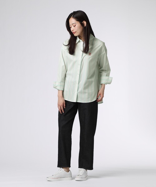 Psycho Bunny（サイコバニー）の「[WOMEN]ストライプ シャツ（シャツ/ブラウス・レディース・ライトブルー/ライトイエロー・FREE）」の5枚目の写真