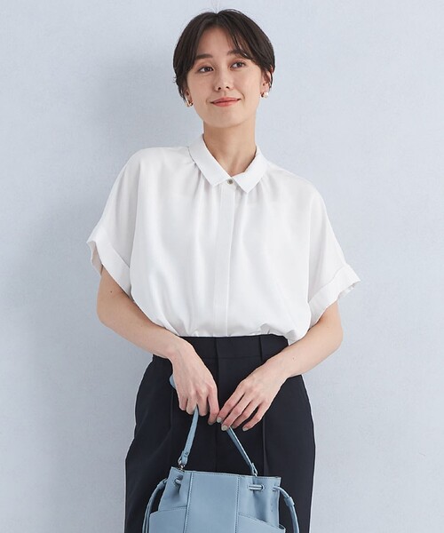 襟付き ワイド ショートスリーブ シャツ -ウォッシャブル・接触