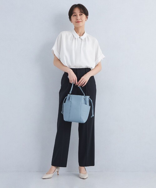 襟付き ワイド ショートスリーブ シャツ -ウォッシャブル・接触