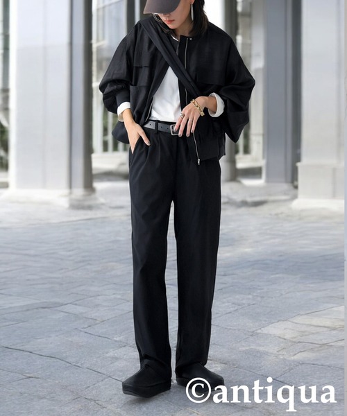 antiqua（アンティカ）の「シアーブルゾン（ブルゾン・レディース・ブラック/オフホワイト/ライム・ONESIZE）」の12枚目の写真