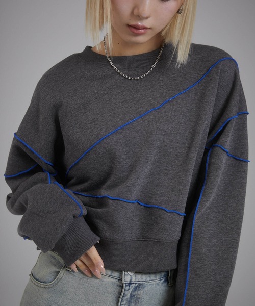 ENVYM(アンビー)の「バイカラーステッチスウェットPO(スウェット・レディース・ブラック/グレー/ダークグレー・FREE)」の3枚目の写真