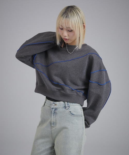 ENVYM(アンビー)の「バイカラーステッチスウェットPO(スウェット・レディース・ブラック/グレー/ダークグレー・FREE)」の16枚目の写真