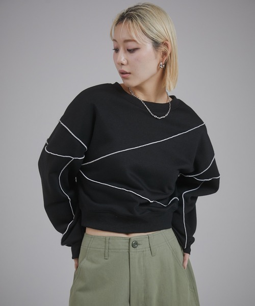 ENVYM(アンビー)の「バイカラーステッチスウェットPO(スウェット・レディース・ブラック/グレー/ダークグレー・FREE)」の7枚目の写真