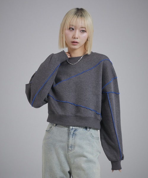 ENVYM(アンビー)の「バイカラーステッチスウェットPO(スウェット・レディース・ブラック/グレー/ダークグレー・FREE)」の14枚目の写真