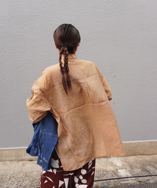 gossara（ゴサラ）の「胸切替バンドカラーシャツ（シャツ/ブラウス・レディース・ブラック/アイボリー/モカ・FREE）」の8枚目の写真