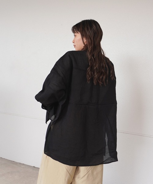 gossara（ゴサラ）の「胸切替バンドカラーシャツ（シャツ/ブラウス・レディース・ブラック/アイボリー/モカ・FREE）」の15枚目の写真