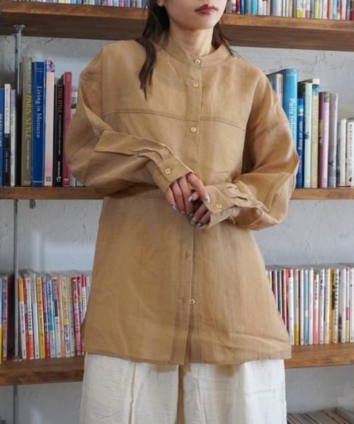 gossara（ゴサラ）の「胸切替バンドカラーシャツ（シャツ/ブラウス・レディース・ブラック/アイボリー/モカ・FREE）」の22枚目の写真