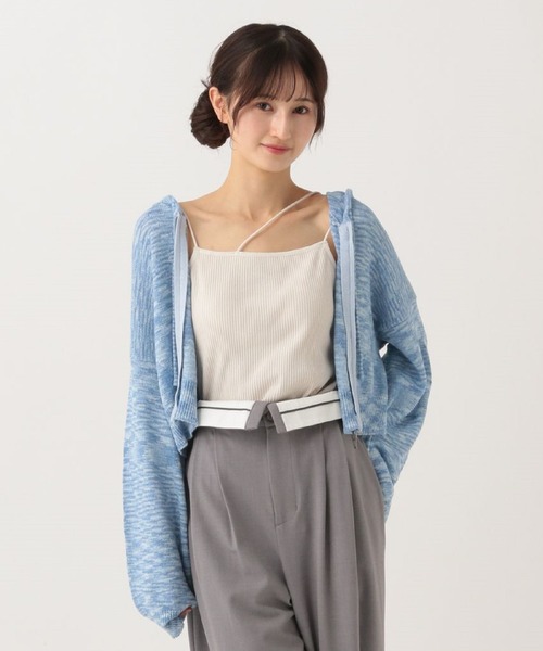 GLOBAL WORK(グローバルワーク)の「フードニットZIPカーデ/AND YUA ANY/321118(カーディガン/ボレロ・キッズ・ライトブルー/ブラック/ライム・FREE)」の3枚目の写真