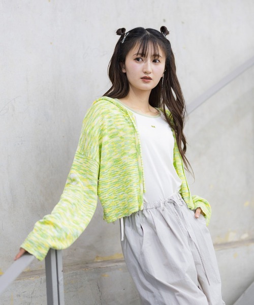 GLOBAL WORK(グローバルワーク)の「フードニットZIPカーデ/AND YUA ANY/321118(カーディガン/ボレロ・キッズ・ライトブルー/ブラック/ライム・FREE)」の10枚目の写真