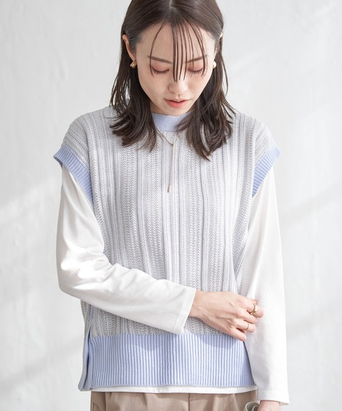 ikka(イッカ)の「【雑誌InRed4月号掲載】サイドボタンニットベストアンサンブル【2点セット/親子コーデ】(ニット/セーター・レディース・スカイブルー/ミント/ネイビー/ベージュ/モカ・M/L/S)」の19枚目の写真