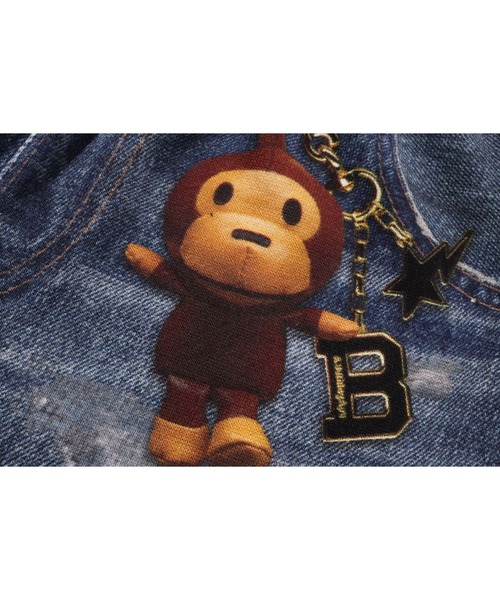 A BATHING APE（アベイシングエイプ）の「BAPE DENIM PRINT SWEAT SHORTS（スウェットパンツ・キッズ・ネイビー・130/140/110/120/100/90）」の3枚目の写真