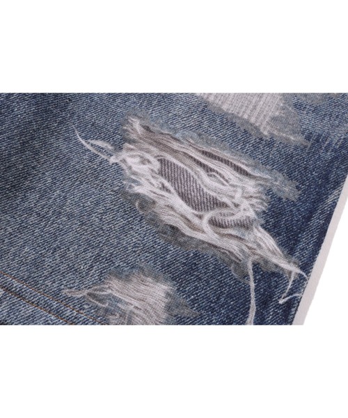 A BATHING APE（アベイシングエイプ）の「BAPE DENIM PRINT SWEAT SHORTS（スウェットパンツ・キッズ・ネイビー・130/140/110/120/100/90）」の4枚目の写真