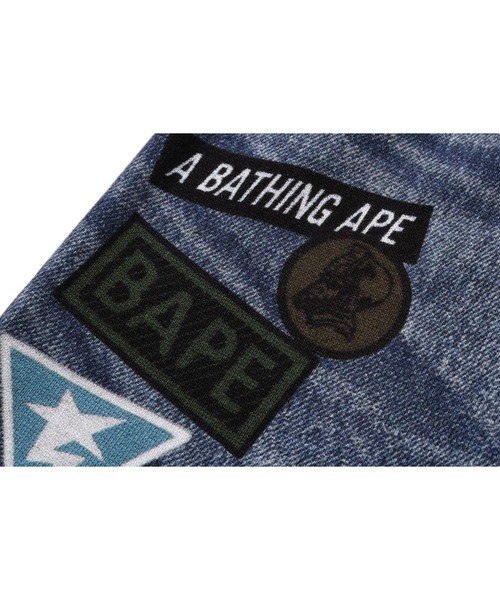 A BATHING APE（アベイシングエイプ）の「BAPE DENIM PRINT SWEAT SHORTS（スウェットパンツ・キッズ・ネイビー・130/140/110/120/100/90）」の5枚目の写真