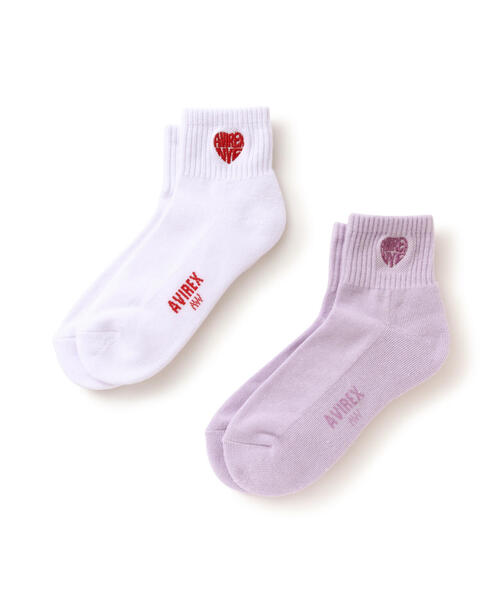 AVIREX(アヴィレックス)の「HEART SHORT LOGO SOCKS/ハートショートロゴソックス(ソックス/靴下・レディース・ホワイト/ブラック・F)」の1枚目の写真