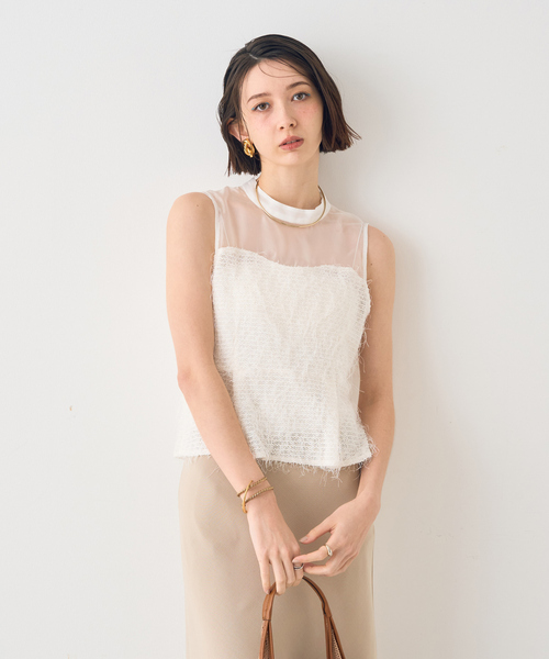 EMMA ROUGE VIF(エマルージュヴィフ)の「【一部店舗限定】シアーミックスペプラムブラウス(シャツ/ブラウス・レディース・ブラック/ホワイト・フリー)」の7枚目の写真