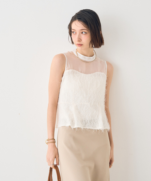 EMMA ROUGE VIF(エマルージュヴィフ)の「【一部店舗限定】シアーミックスペプラムブラウス(シャツ/ブラウス・レディース・ブラック/ホワイト・フリー)」の8枚目の写真