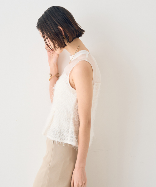 EMMA ROUGE VIF(エマルージュヴィフ)の「【一部店舗限定】シアーミックスペプラムブラウス(シャツ/ブラウス・レディース・ブラック/ホワイト・フリー)」の9枚目の写真