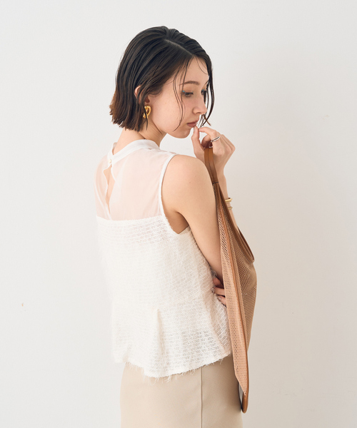 EMMA ROUGE VIF(エマルージュヴィフ)の「【一部店舗限定】シアーミックスペプラムブラウス(シャツ/ブラウス・レディース・ブラック/ホワイト・フリー)」の11枚目の写真