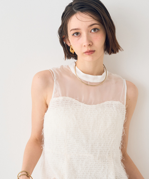 EMMA ROUGE VIF(エマルージュヴィフ)の「【一部店舗限定】シアーミックスペプラムブラウス(シャツ/ブラウス・レディース・ブラック/ホワイト・フリー)」の13枚目の写真