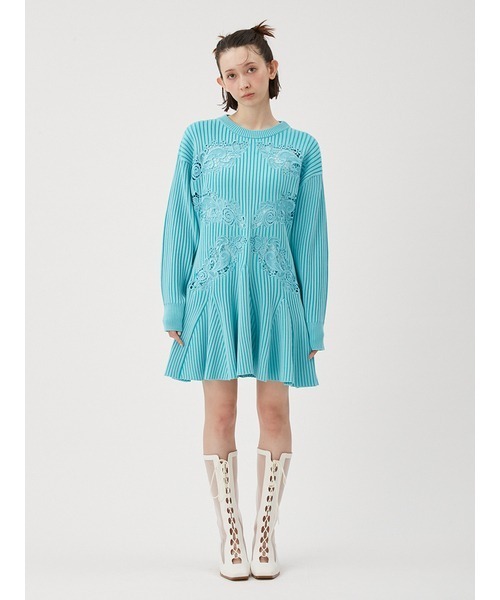 FURFUR(ファーファー)の「レース刺繍ニットミニワンピース(ワンピース・レディース・ブラック/その他/ターコイズブルー・FREE)」の11枚目の写真
