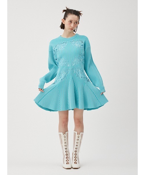 FURFUR(ファーファー)の「レース刺繍ニットミニワンピース(ワンピース・レディース・ブラック/その他/ターコイズブルー・FREE)」の12枚目の写真