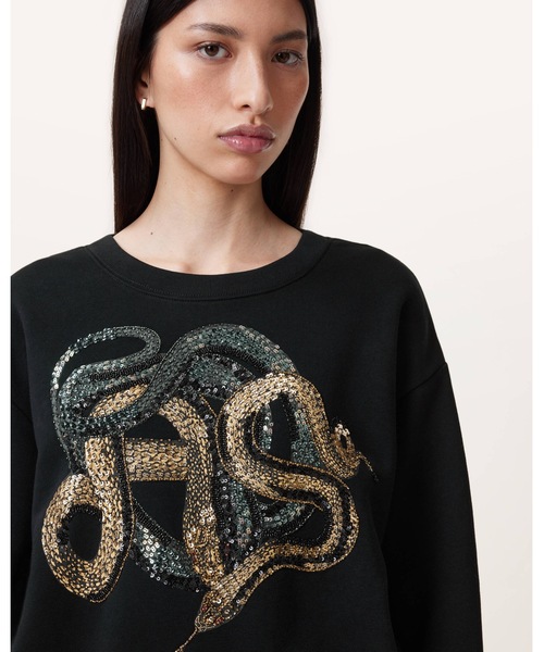 ALLSAINTS(オールセインツ)の「SLITHA SEPARO SEQUIN SWEATSHIRT | SLITHA SEPARO スパンコール スウェットシャツ(スウェット・レディース・ブラック・XS/S/M)」の2枚目の写真