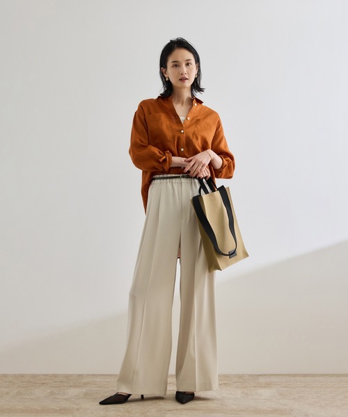 ロペ（ROPE’）/【洗える・カセット服・新色追加】バックサテンイージーワイドパンツ/お仕事・通勤・セットアップ対応 洗える・カセット服・新色追加】バックサテンイージーワイドパンツ/お