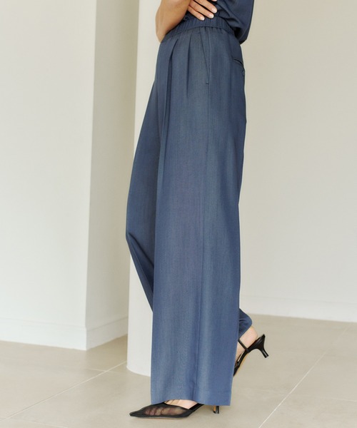 洗える・カセット服・新色追加】バックサテンイージーワイドパンツ/お