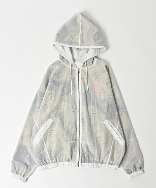 ADAM PATEK(アダムパテック)の「【ADAMPATEK/アダムパテック】sheer mesh camouflage hooded blouson/メッシュxカモフラフーデッドブルゾン(マウンテンパーカー・レディース・ホワイト/ブラック・1/2)」の2枚目の写真