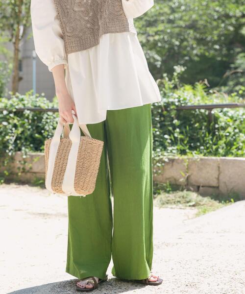 ITEMS URBANRESEARCH(アイテムズ アーバンリサーチ)の「『Sサイズあり』『洗濯可』リネンレーヨンワイドパンツ(その他パンツ・レディース・グリーン/ブラック/ブラック系その他/ライトベージュ/ブルー系その他/ホワイト系その他・MEDIUM/SMALL)」の5枚目の写真