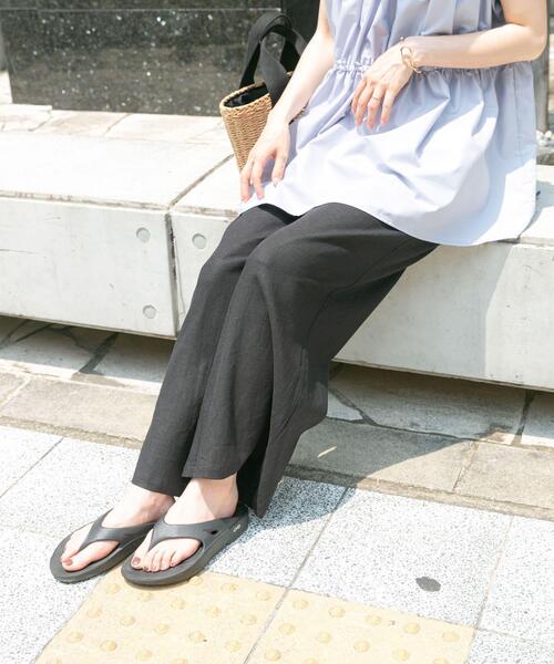 セール】『Sサイズあり』『洗濯可』リネンレーヨンワイドパンツ