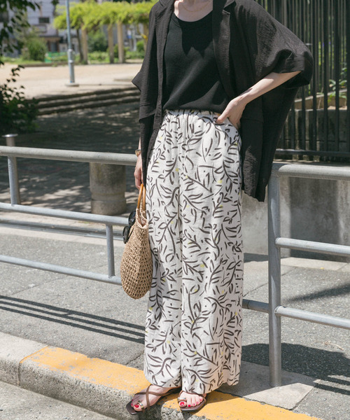 GIORGIO ARMANI ワイドパンツ リネン レーヨン Oggi5月号掲載/洗える】リネンレーヨンストレッチ ワイド パンツ