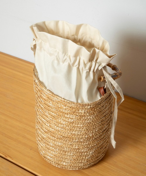 ⭐︎ymu⭐︎　MUNUN ストロー かごバッグ ベージュ Muun Large Muun Straw Bag With Removable Pouch - Natural