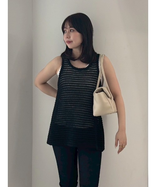 【完売】【ウォッシャブル】クロシェカットレイヤードタンク Mila Owen｜【ウォッシャブル】クロシェカットレイヤードタンク