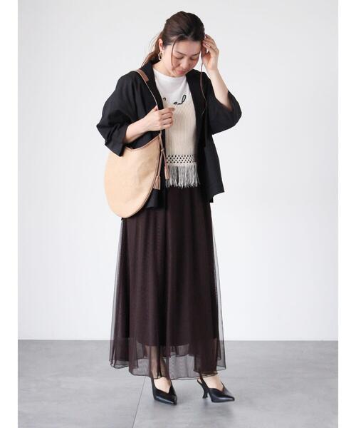 Lugnoncure（ルノンキュール）の「チュールギャザースカート（スカート・レディース・ブラック/グレー/チャコールグレー/ブラウン・F）」の14枚目の写真