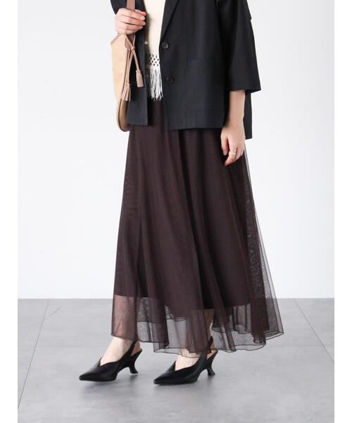 Lugnoncure（ルノンキュール）の「チュールギャザースカート（スカート・レディース・ブラック/グレー/チャコールグレー/ブラウン・F）」の16枚目の写真