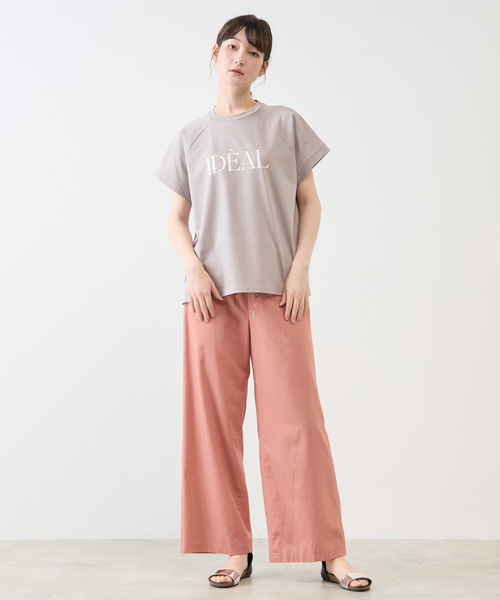 MELROSE claire（メルローズ クレール）の「ラグランロゴTシャツ（Tシャツ/カットソー・レディース・グレイッシュベージュ/オフホワイト/ブラック・FREE）」の9枚目の写真