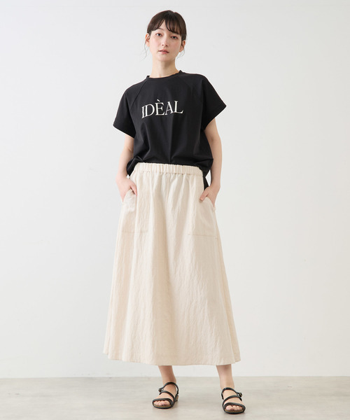 MELROSE claire（メルローズ クレール）の「ラグランロゴTシャツ（Tシャツ/カットソー・レディース・グレイッシュベージュ/オフホワイト/ブラック・FREE）」の14枚目の写真