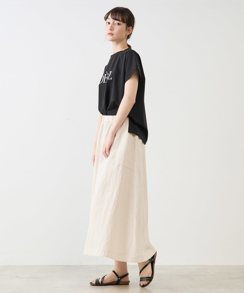 MELROSE claire（メルローズ クレール）の「ラグランロゴTシャツ（Tシャツ/カットソー・レディース・グレイッシュベージュ/オフホワイト/ブラック・FREE）」の15枚目の写真