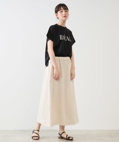 MELROSE claire（メルローズ クレール）の「ラグランロゴTシャツ（Tシャツ/カットソー・レディース・グレイッシュベージュ/オフホワイト/ブラック・FREE）」の18枚目の写真