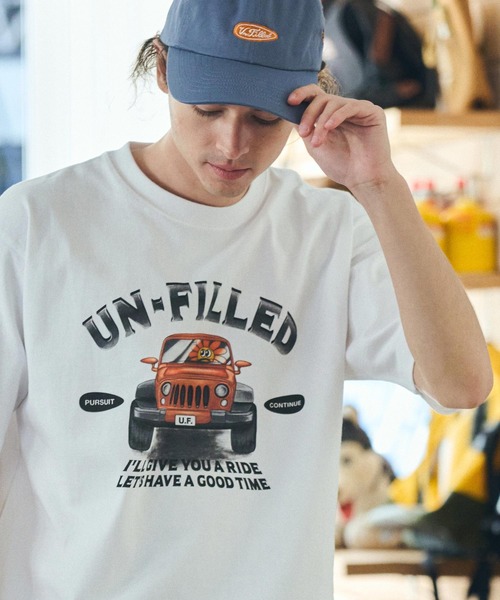 UN-FILLED(アンフィルド)の「mt9714- U.F OFF ROAD CAR HEAVY WEIGHT T-SHIRT Tシャツ(Tシャツ/カットソー・メンズ・ホワイト/サンドベージュ・XL/M/L)」の7枚目の写真