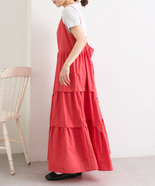 w closet（ダブルクローゼット）の「タックティアードキャミワンピース（ワンピース・レディース・ピンク/ブラック系その他/ブラック/レッド/オフホワイト・FREE）」の10枚目の写真