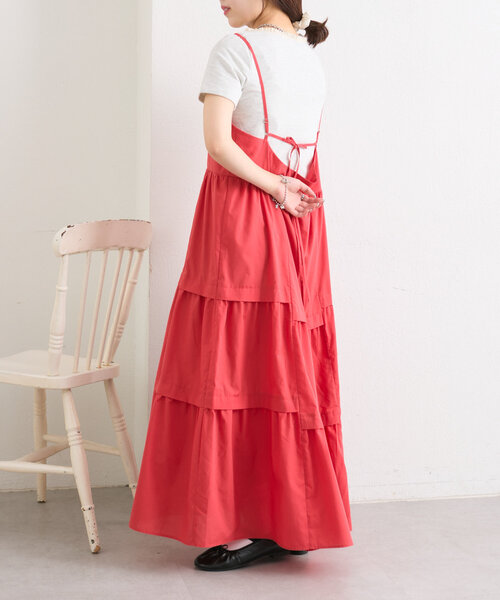 w closet（ダブルクローゼット）の「タックティアードキャミワンピース（ワンピース・レディース・ピンク/ブラック系その他/ブラック/レッド/オフホワイト・FREE）」の11枚目の写真