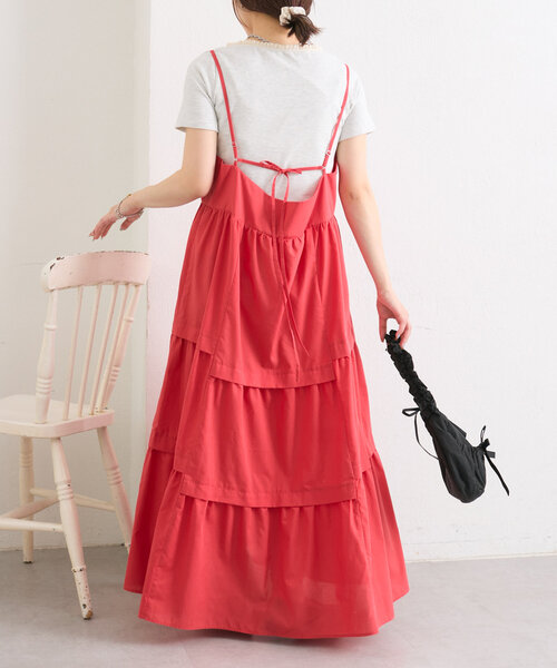 w closet（ダブルクローゼット）の「タックティアードキャミワンピース（ワンピース・レディース・ピンク/ブラック系その他/ブラック/レッド/オフホワイト・FREE）」の13枚目の写真